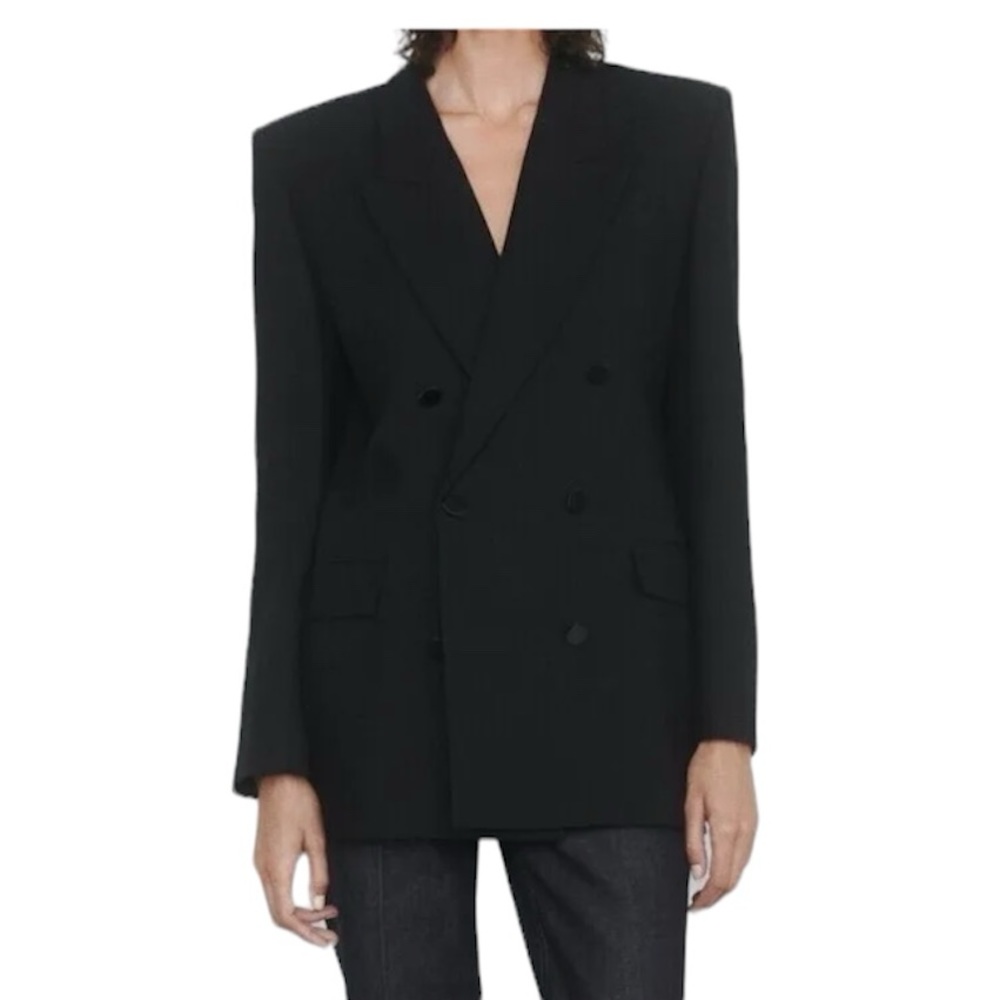 Zara Collection Black Double Breasted Tuxedo Blazer